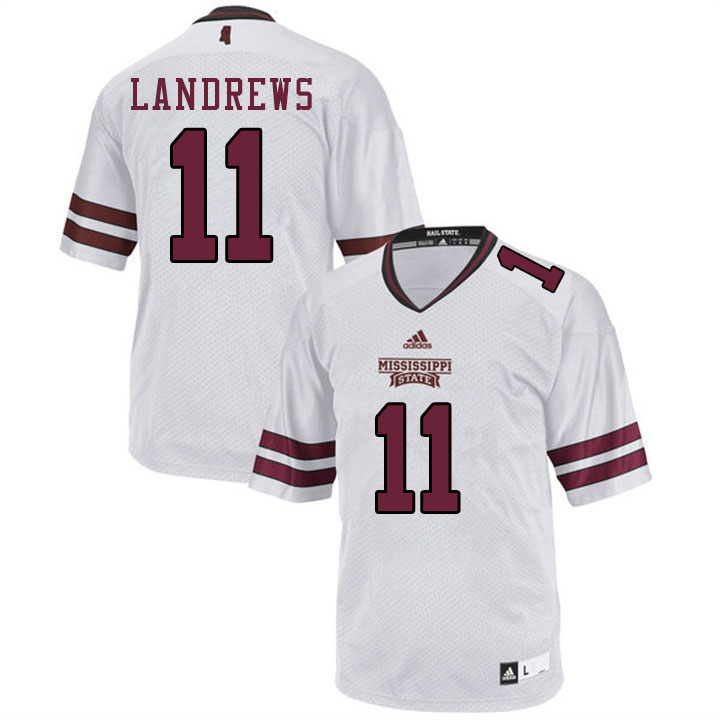 Men #11 Jaquarius Landrews Mississippi State Bulldogs College Football Jerseys Sale-White